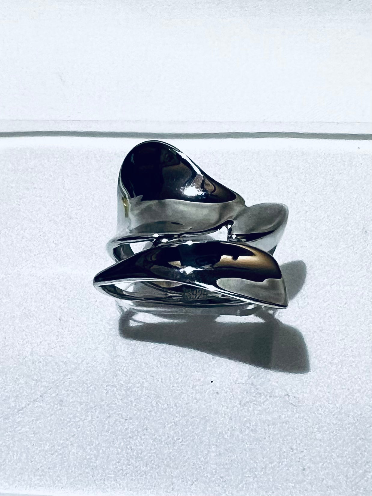 Sleek Wide Open Wave Wrap Sterling Silver Ring