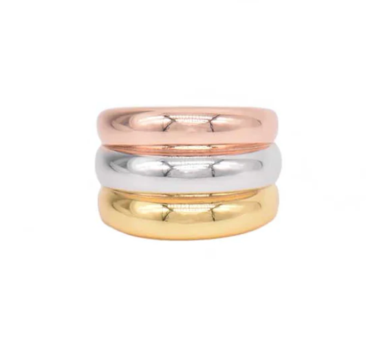 Tri Gold Three Row Bubble Ring