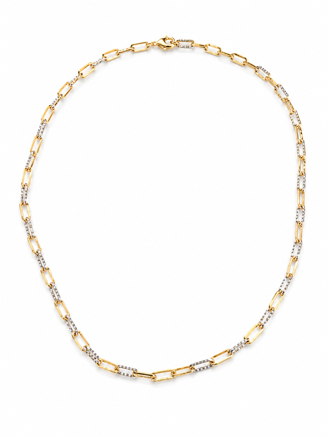 Thin Two Tone Textured Paperclip Necklace