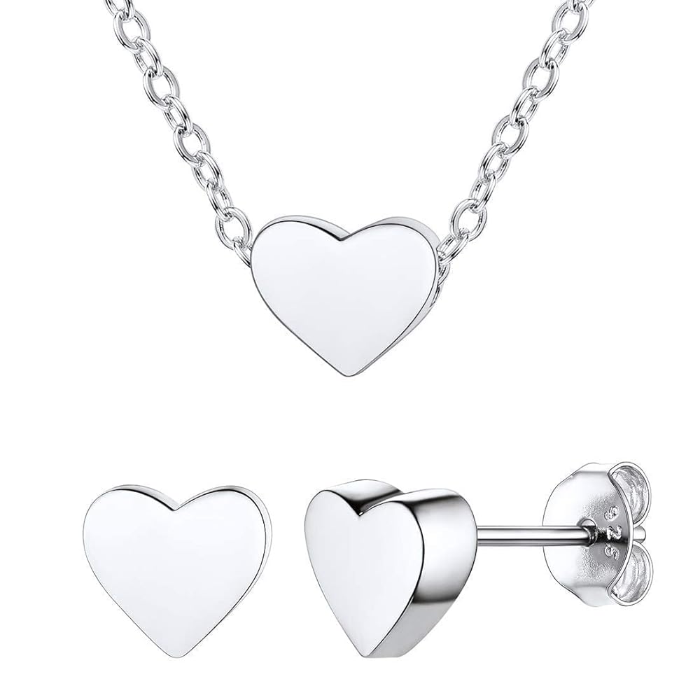 Heart Pendent & Stud Earring Set