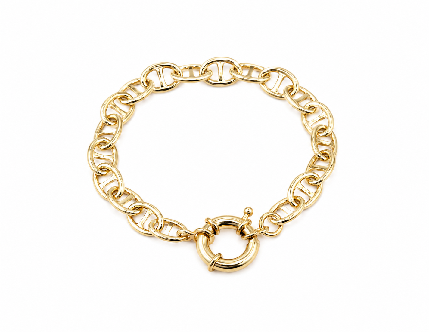 8mm Puffy Anchor Mariner Link Bracelet With Spring Clasp