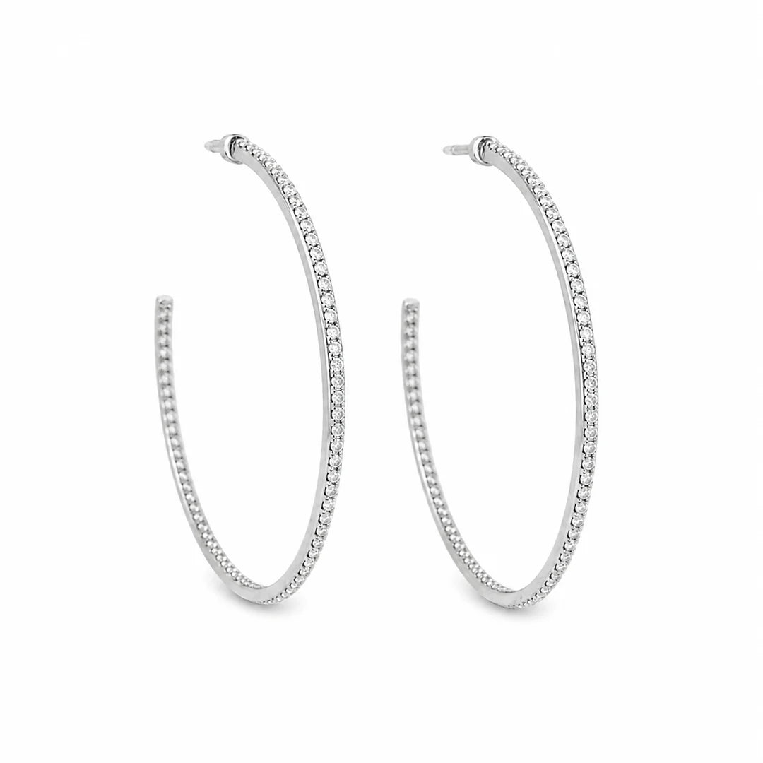 Thin CZ Minimalist Hoop Earrings
