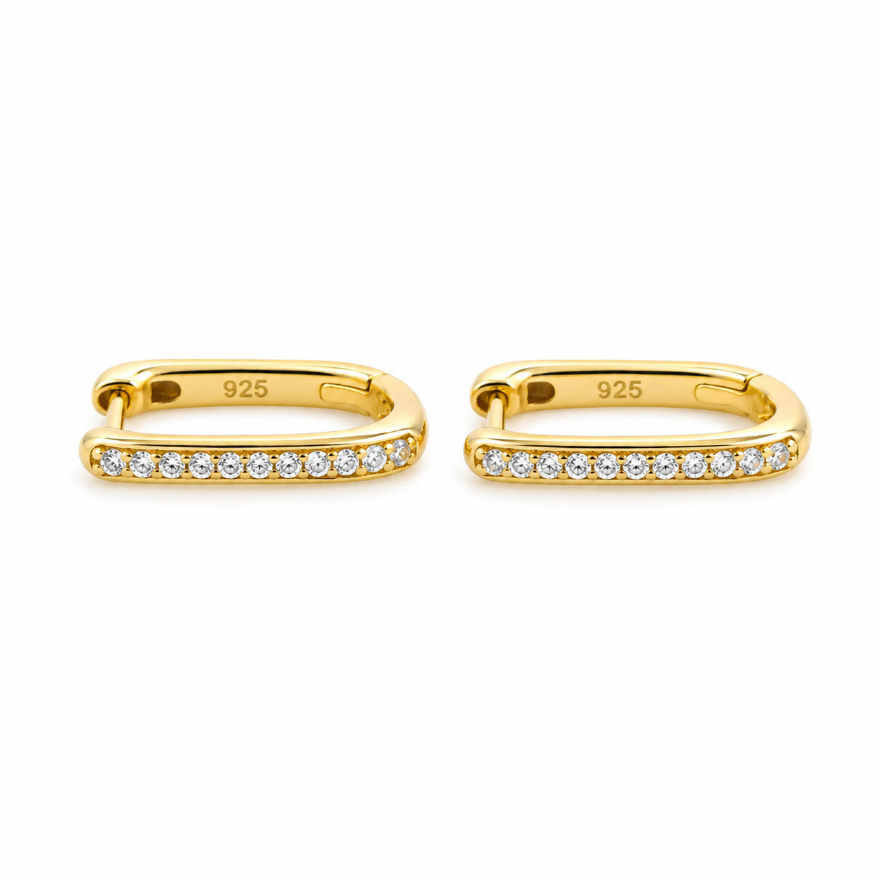 Pavé  Square Huggies Hoops