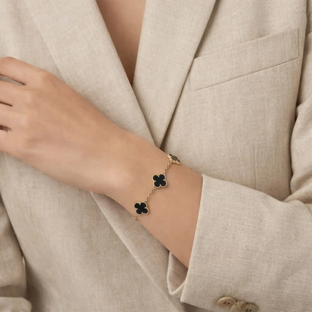 Clover Black Charm Bracelet