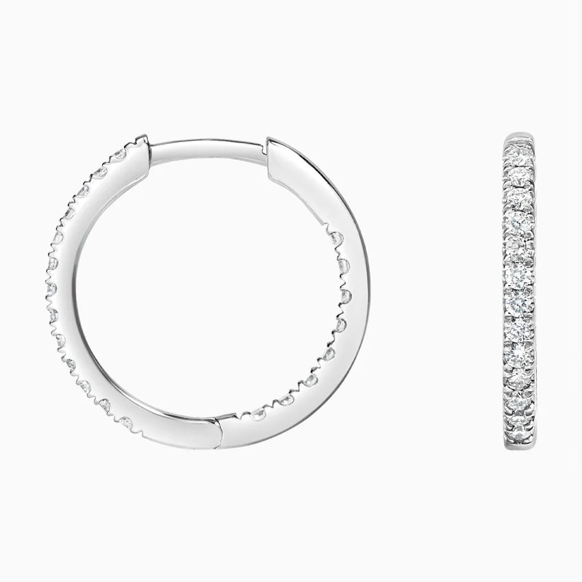 Perfect Hoop CZ Diamond Earrings in Silver