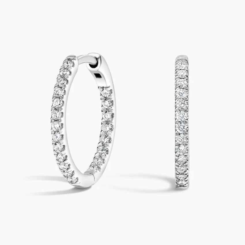Perfect Hoop CZ Diamond Earrings in Silver