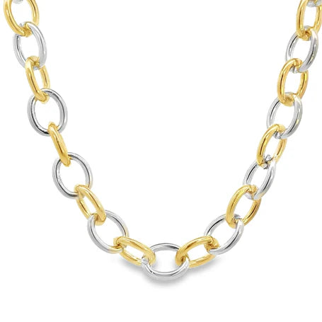 Thick Rolo Two-Tone Link Necklace