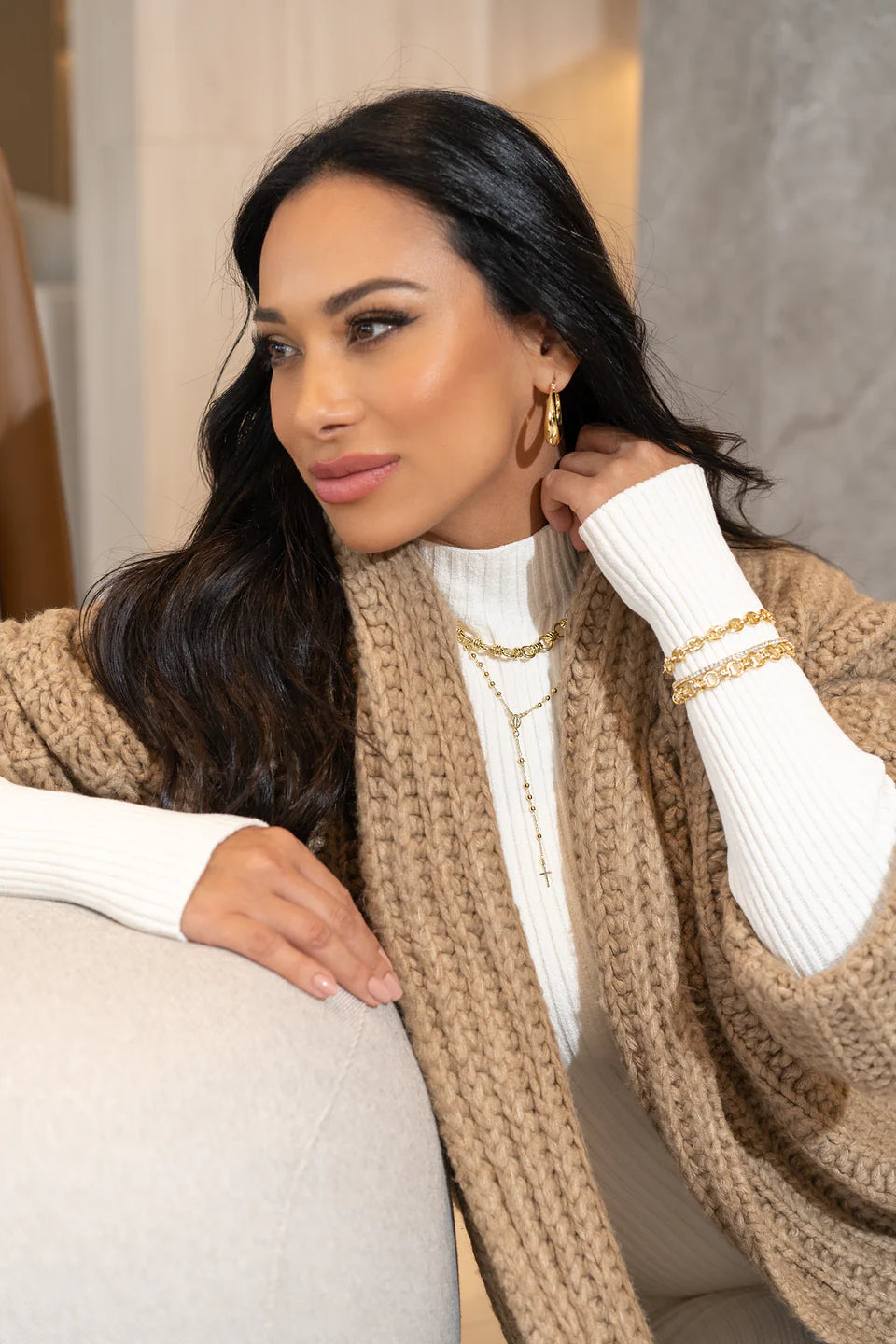 Intertwined Swirl Link Rolo Necklace