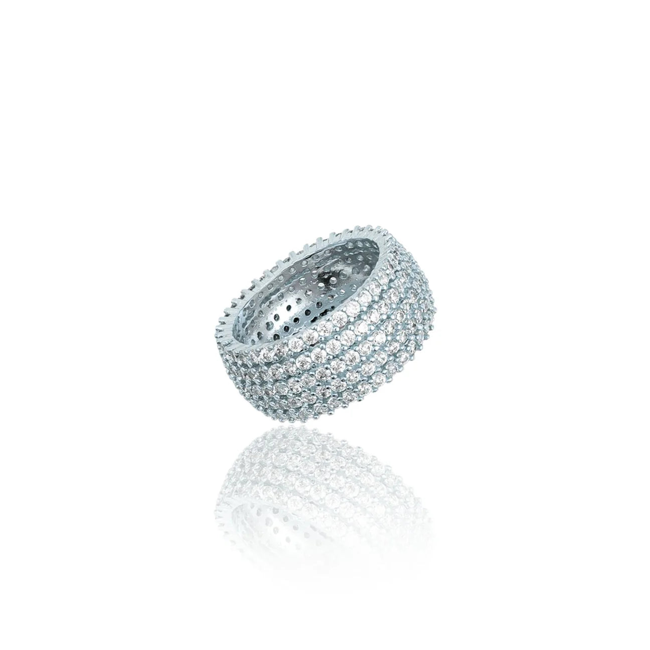 Thick Micro Pave CZ Stones Ring Band