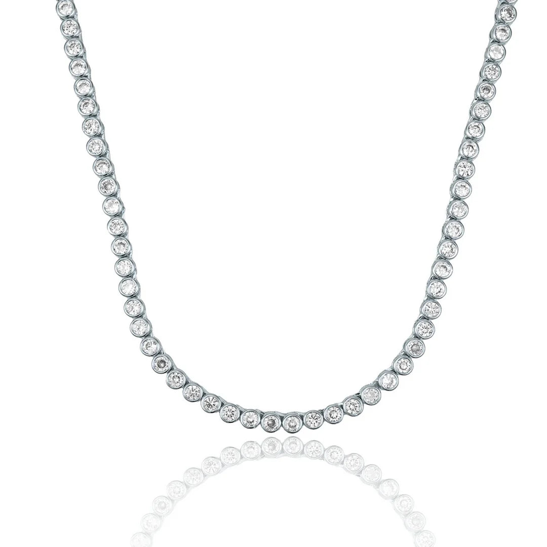 3mm Round Cubic Zirconia Bezel Tennis Necklace
