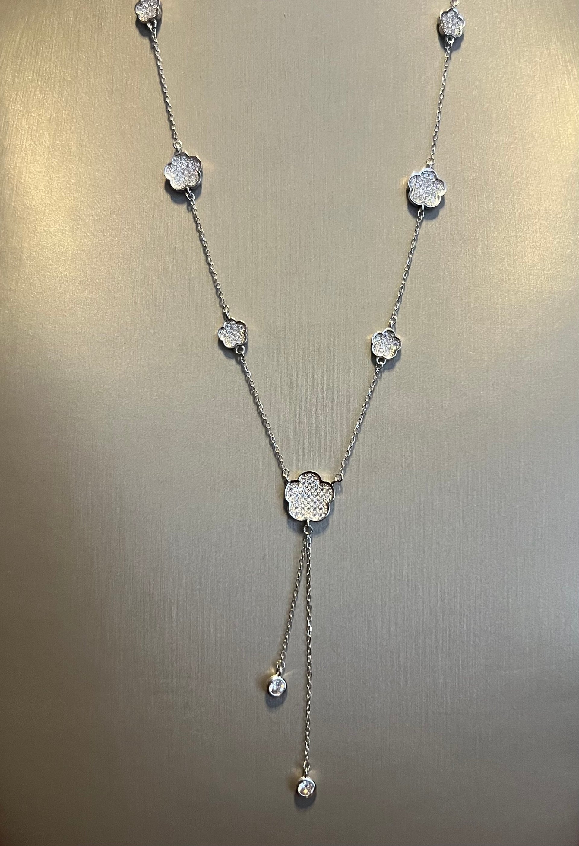 Sterling Silver 4 station Clover Necklace