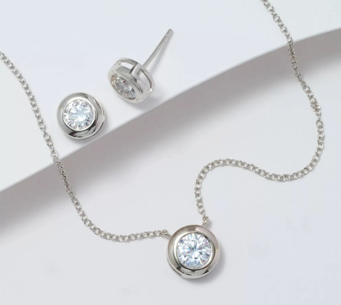 Crystal Pendant Necklace & Earring Set