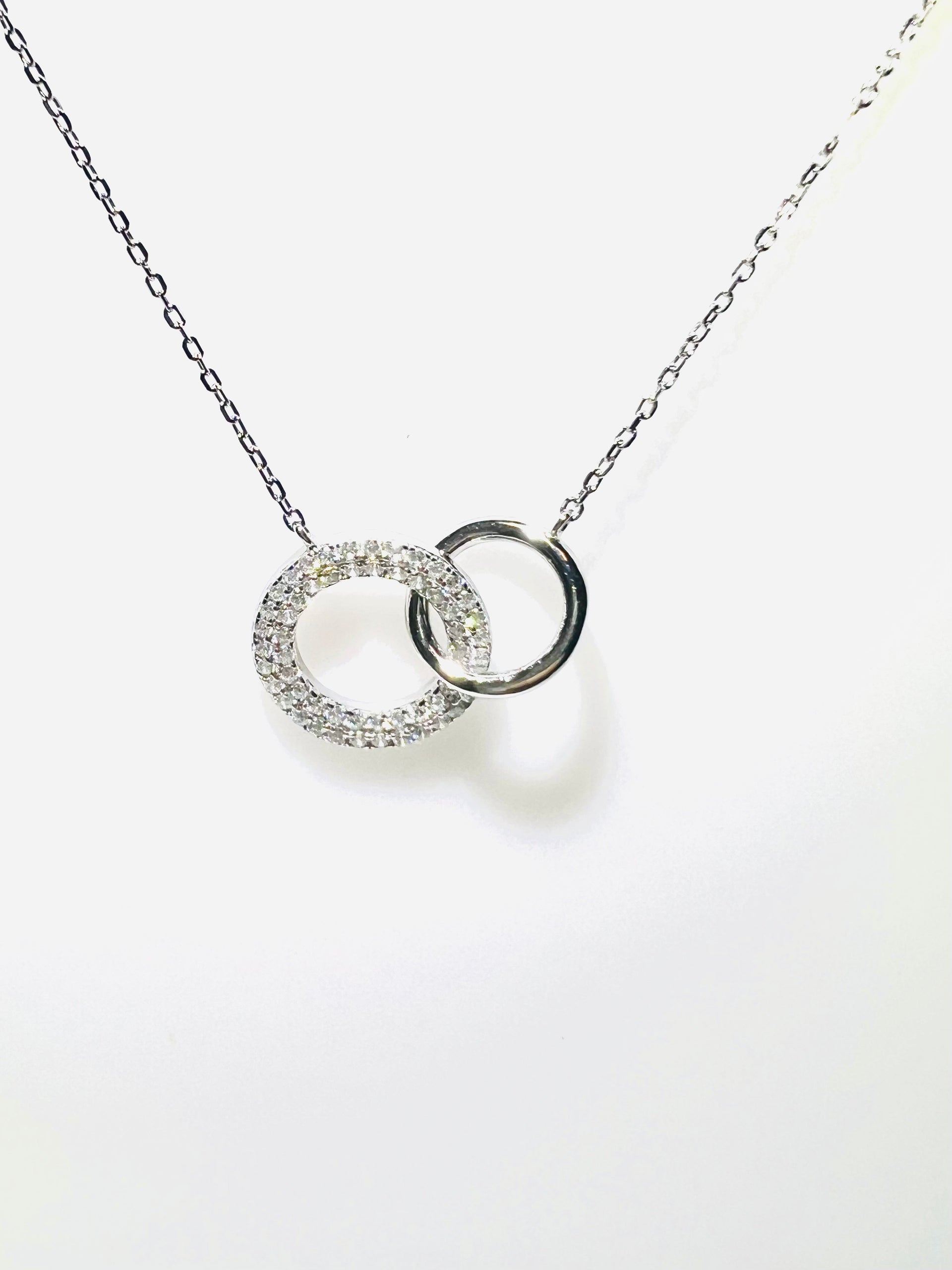 Mini Duet Circle Pendant CZ 18"