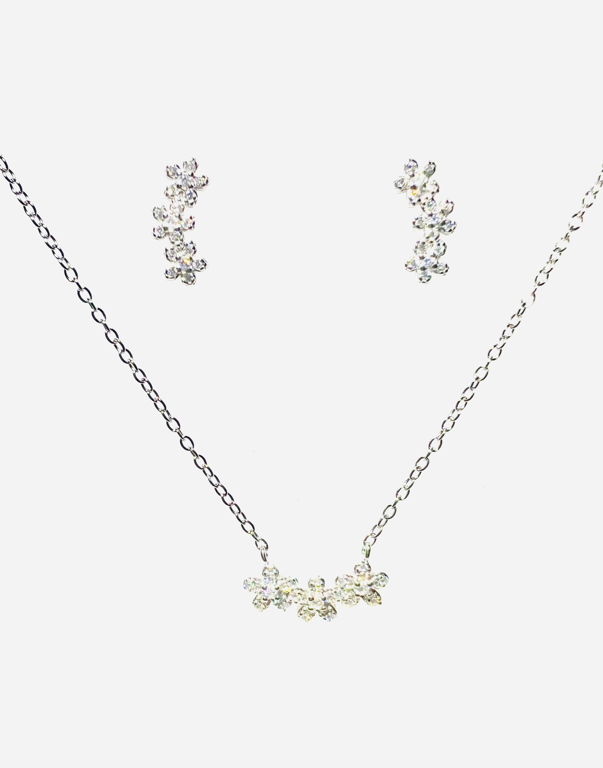 Flower Cluster Necklace & Earrings set