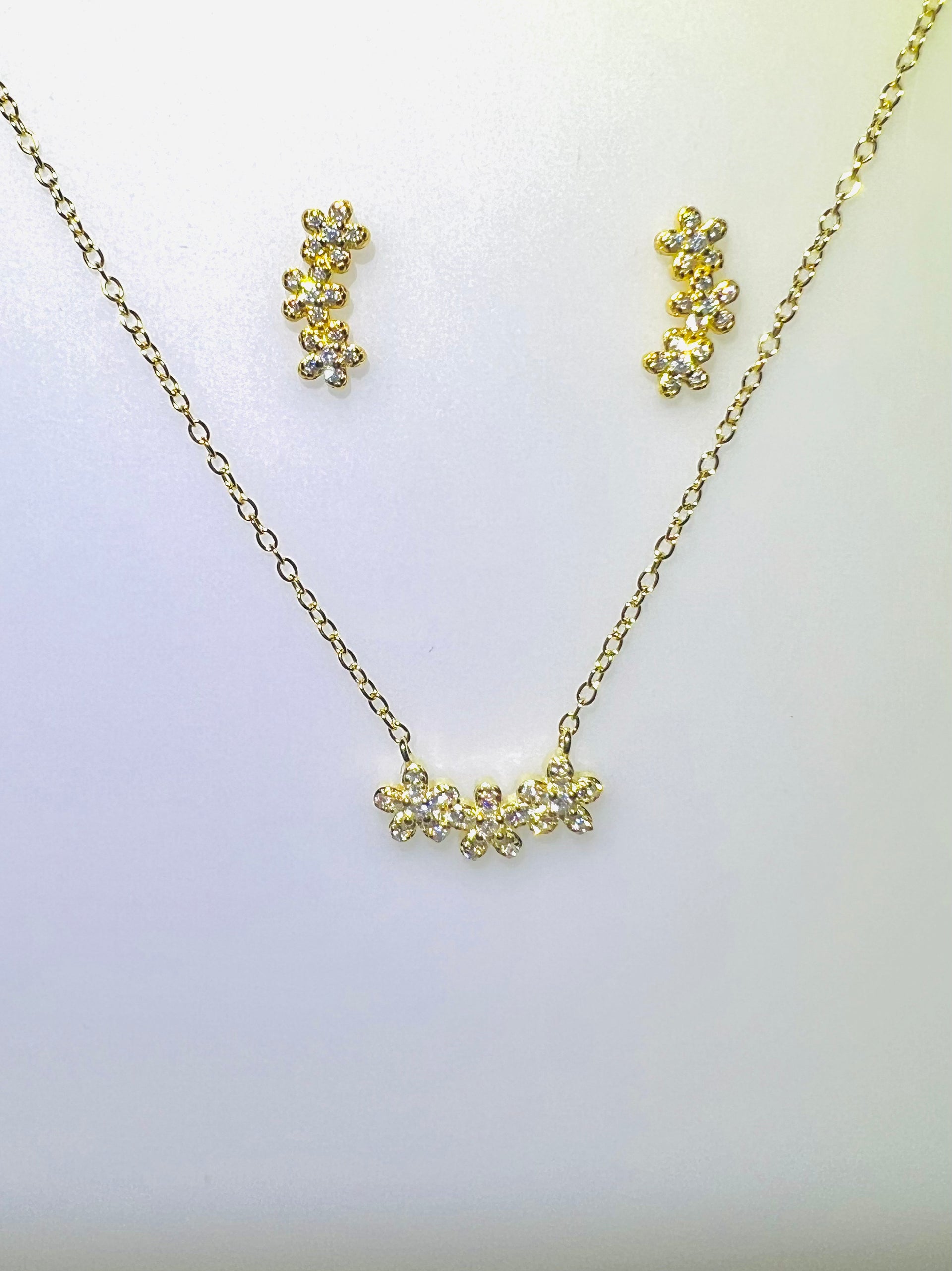 Flower Cluster Necklace & Earrings set