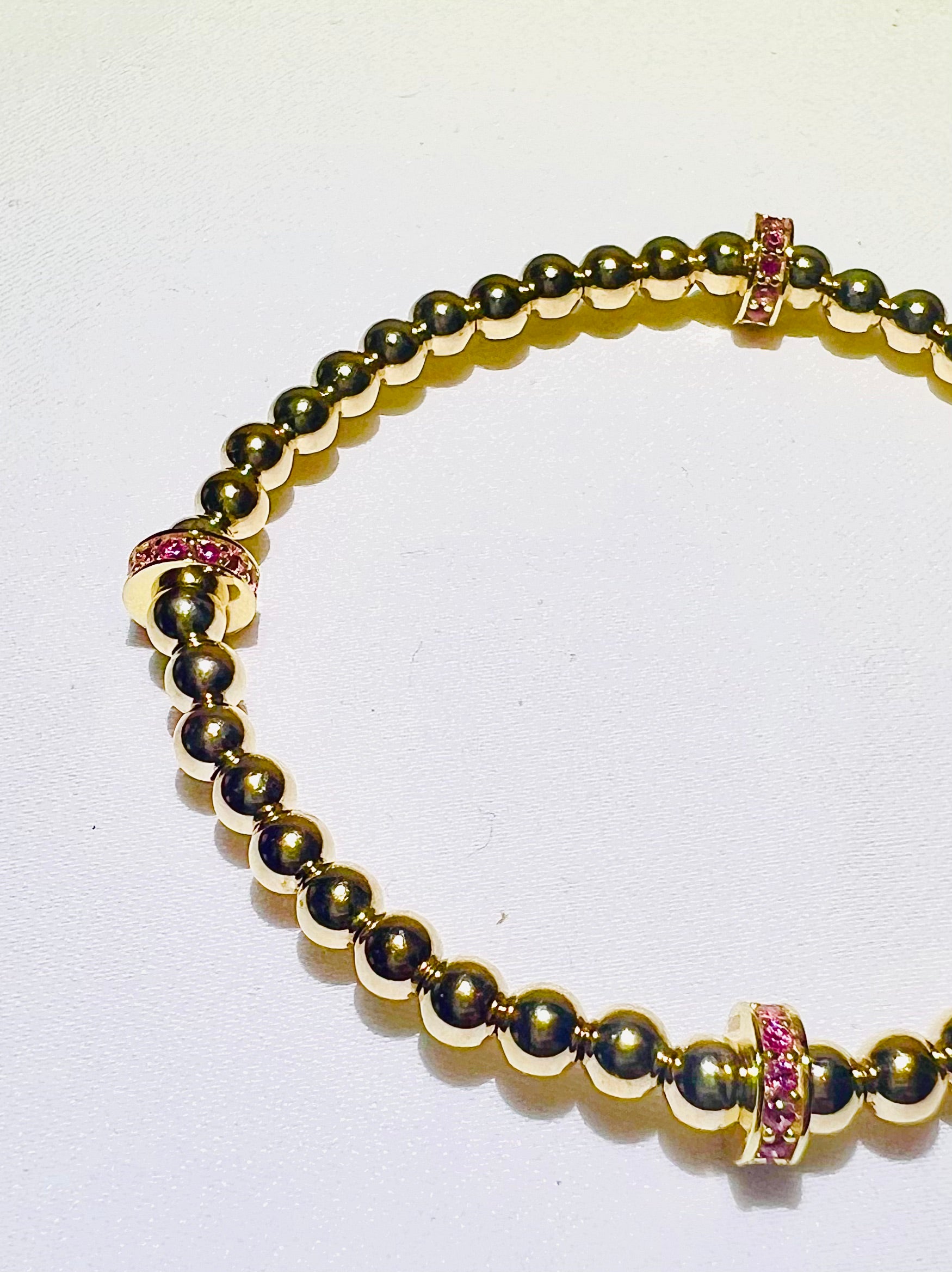 4 Section Roundel Pink CZ Bracelet
