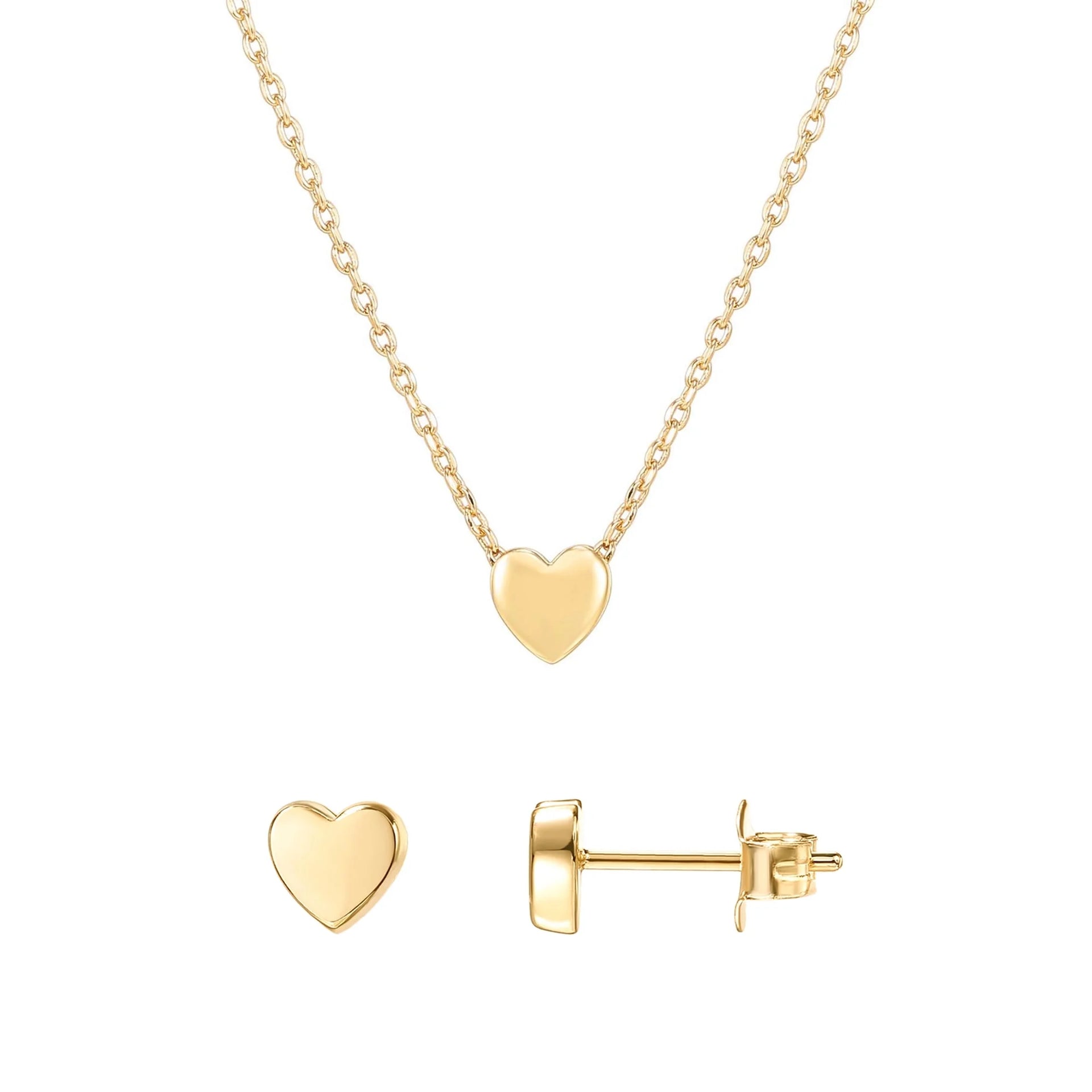Heart Pendent & Stud Earring Set