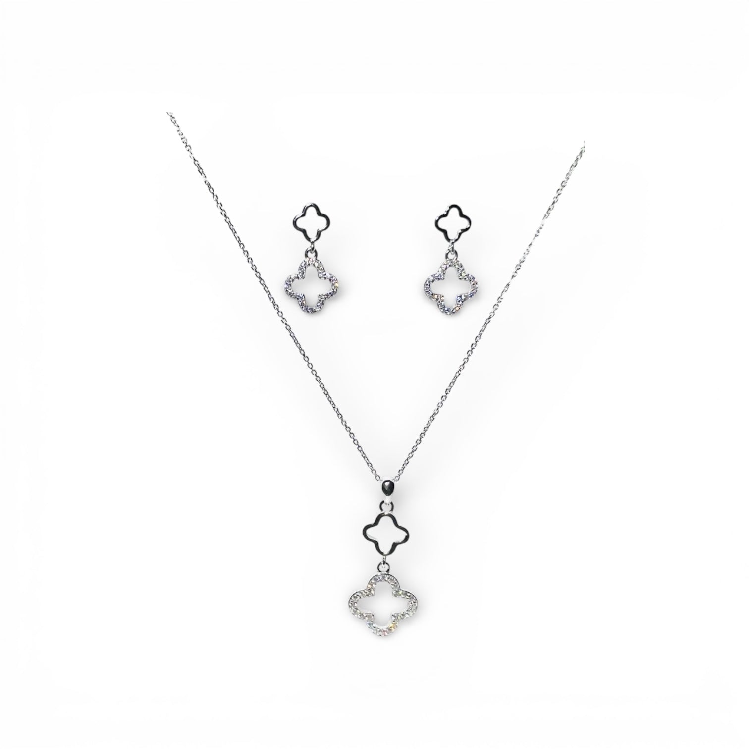 Open Clover Necklace and Earrings Set