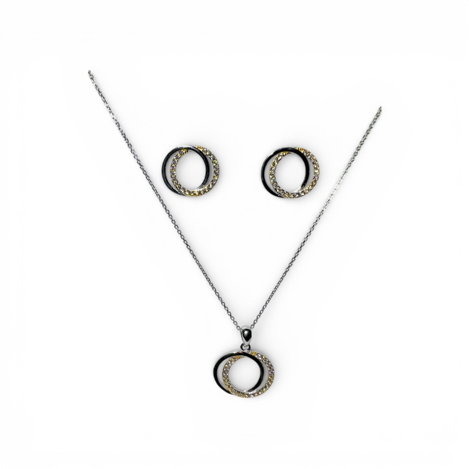 Interlocking Circles Necklace and Earrings