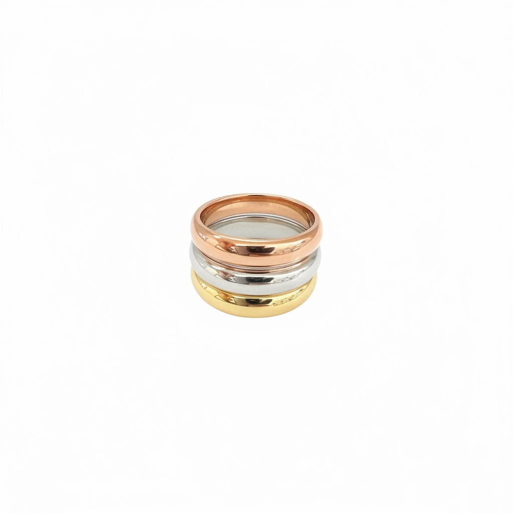 Tri Gold Three Row Bubble Ring