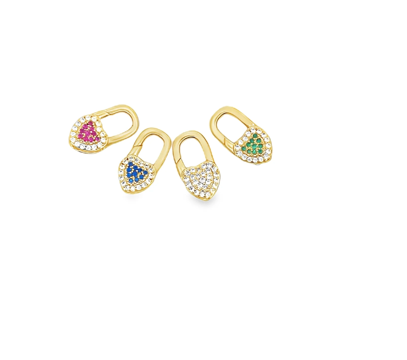 Multicolor Heart Lock Charm with Pavé CZ