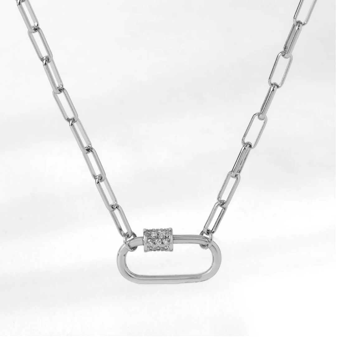 PAPERCLIP CARABINER SILVER  NECKLACE