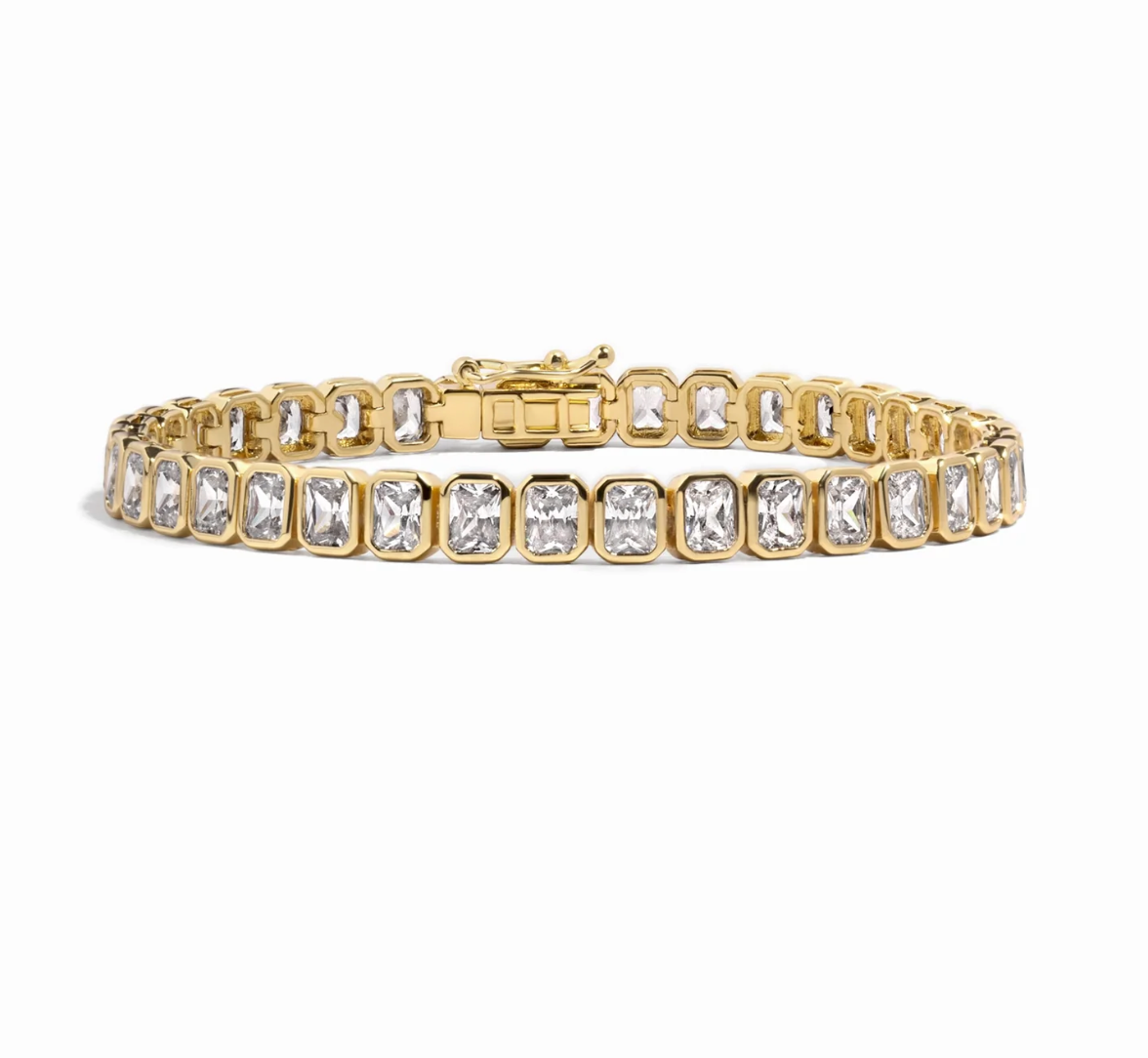 Emerald-Cut Bezel Tennis Bracelet
