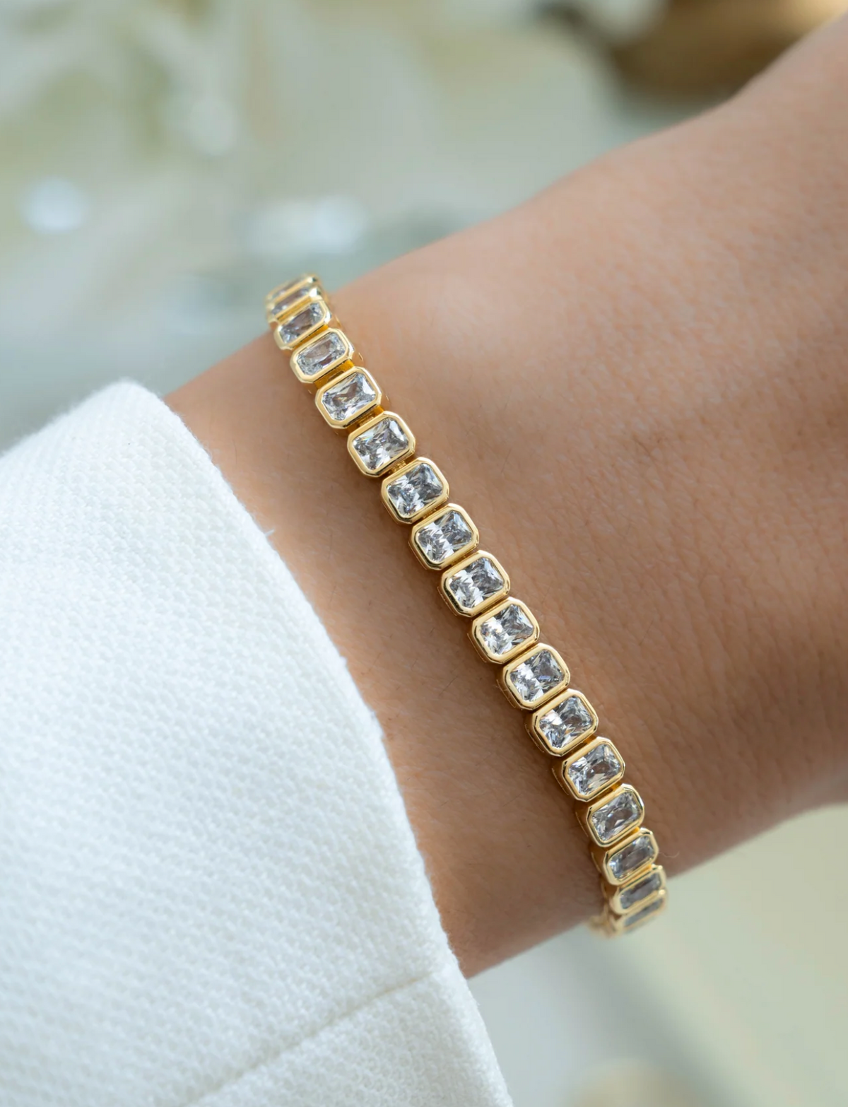 Emerald-Cut Bezel Tennis Bracelet