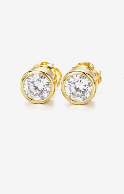 Classic Bezel CZ Stud Earrings