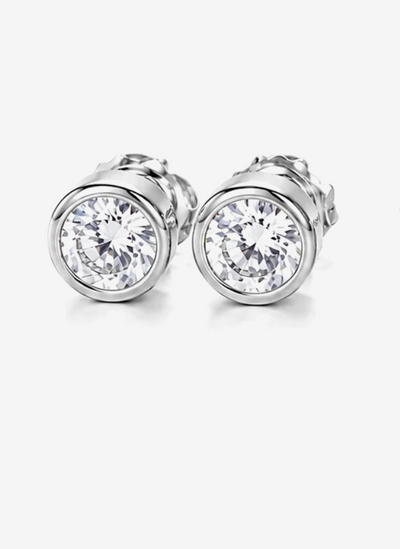 Classic Bezel CZ Stud Earrings