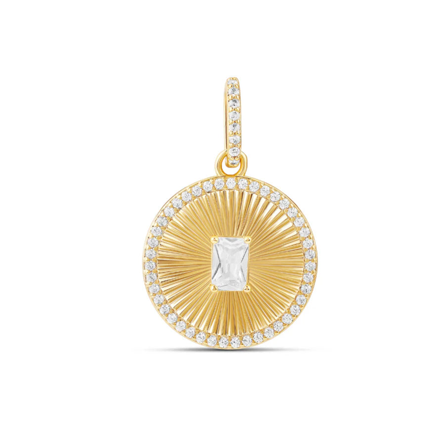 FLUTED DISK STONE CHARM