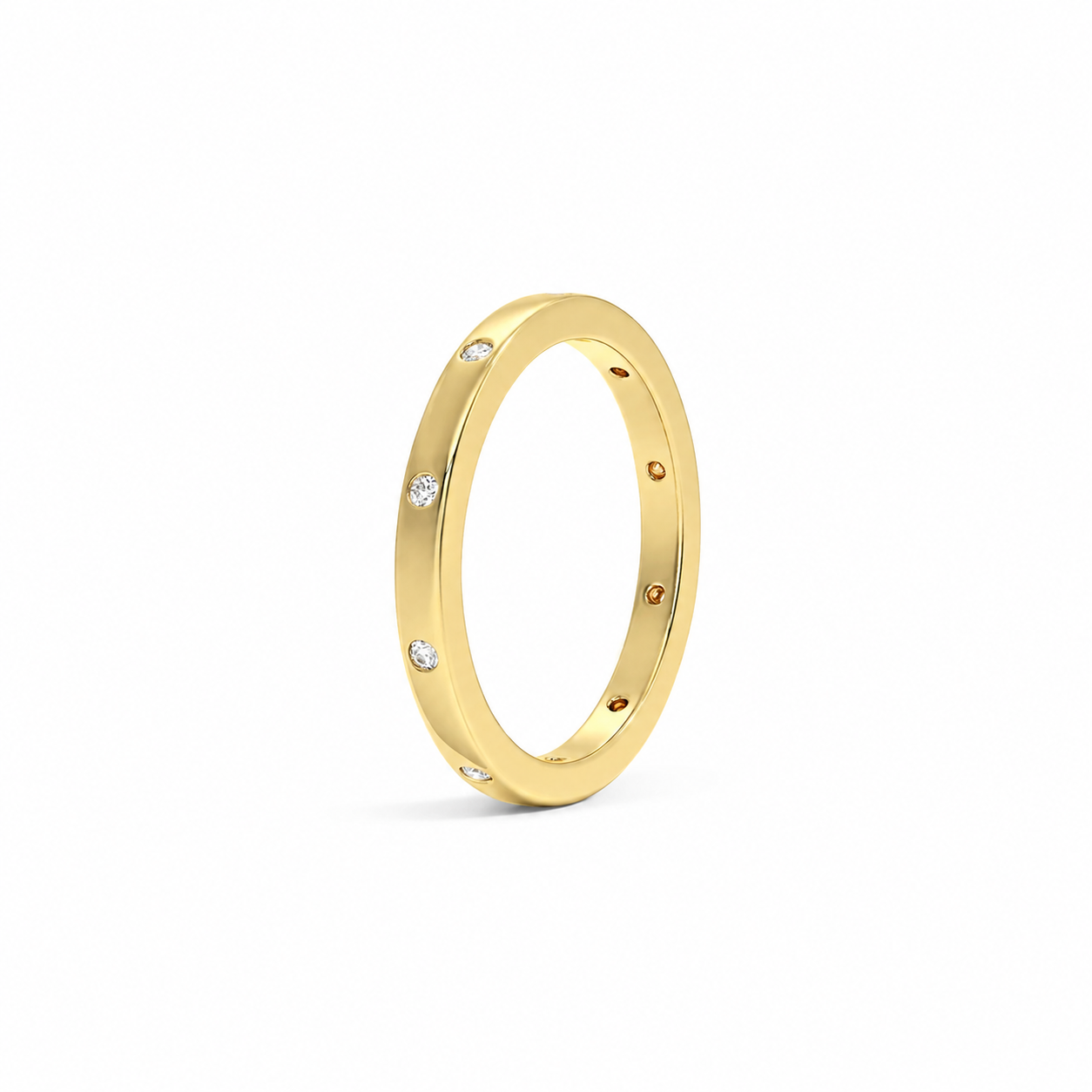 Gipsy Set Diamond Rings Gold Tone
