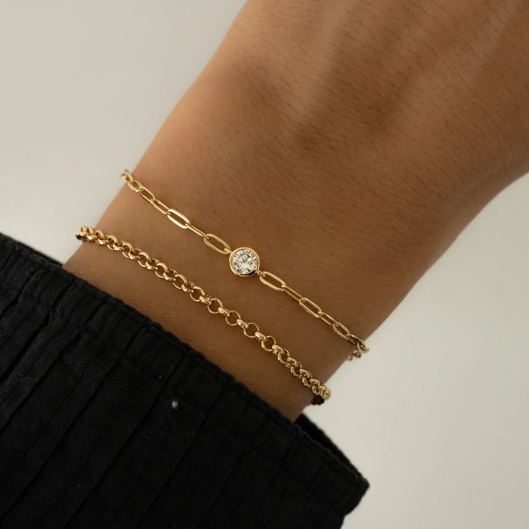 Bezel Charm Paperclip Bracelet