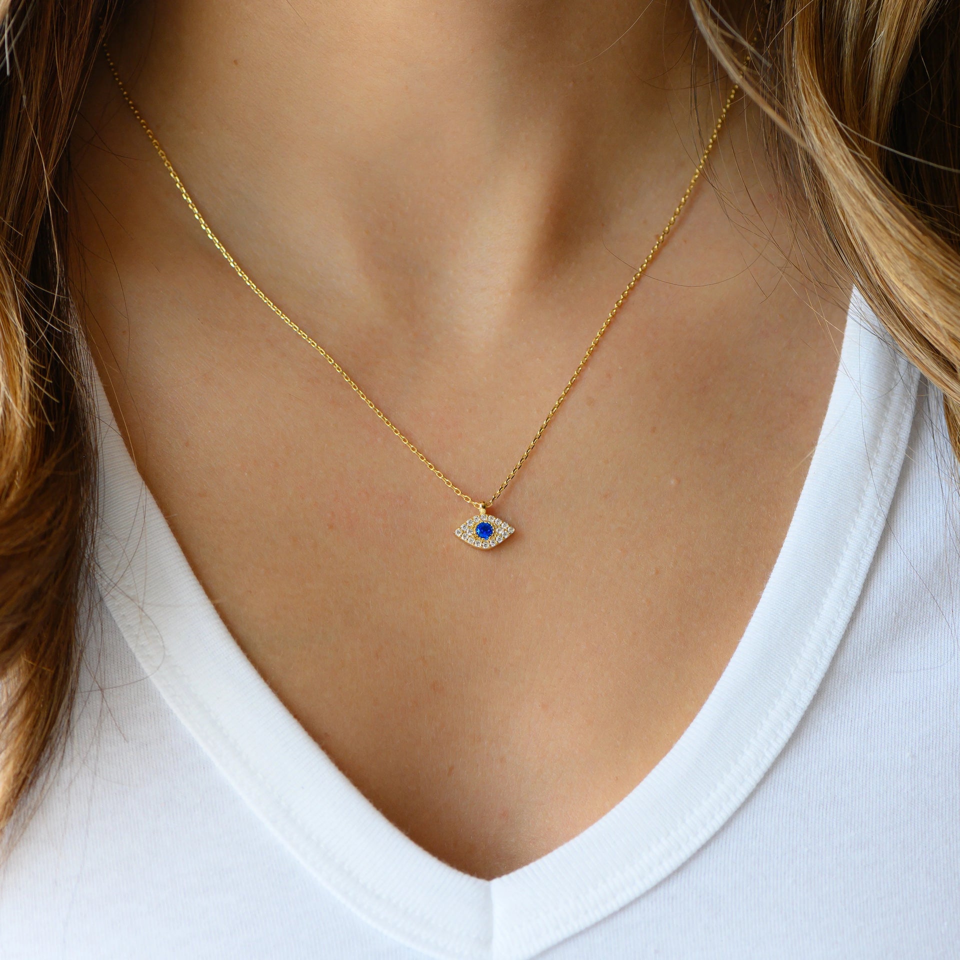 Sapphire Evil Eye Necklace