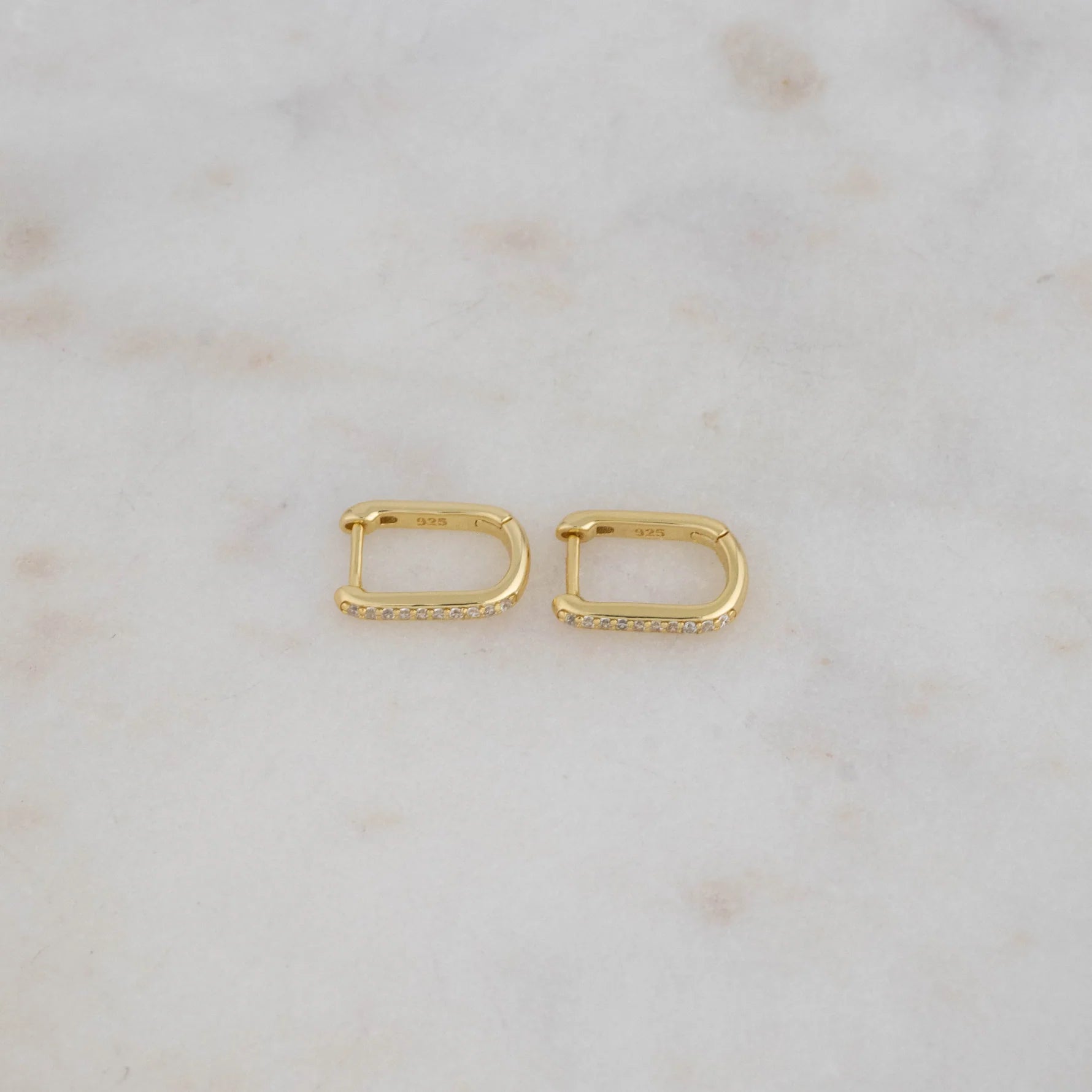 Pave Square Huggies Hoops