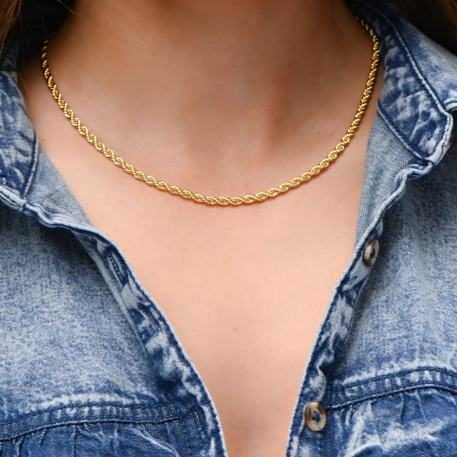 Gold Rope Chain Necklace