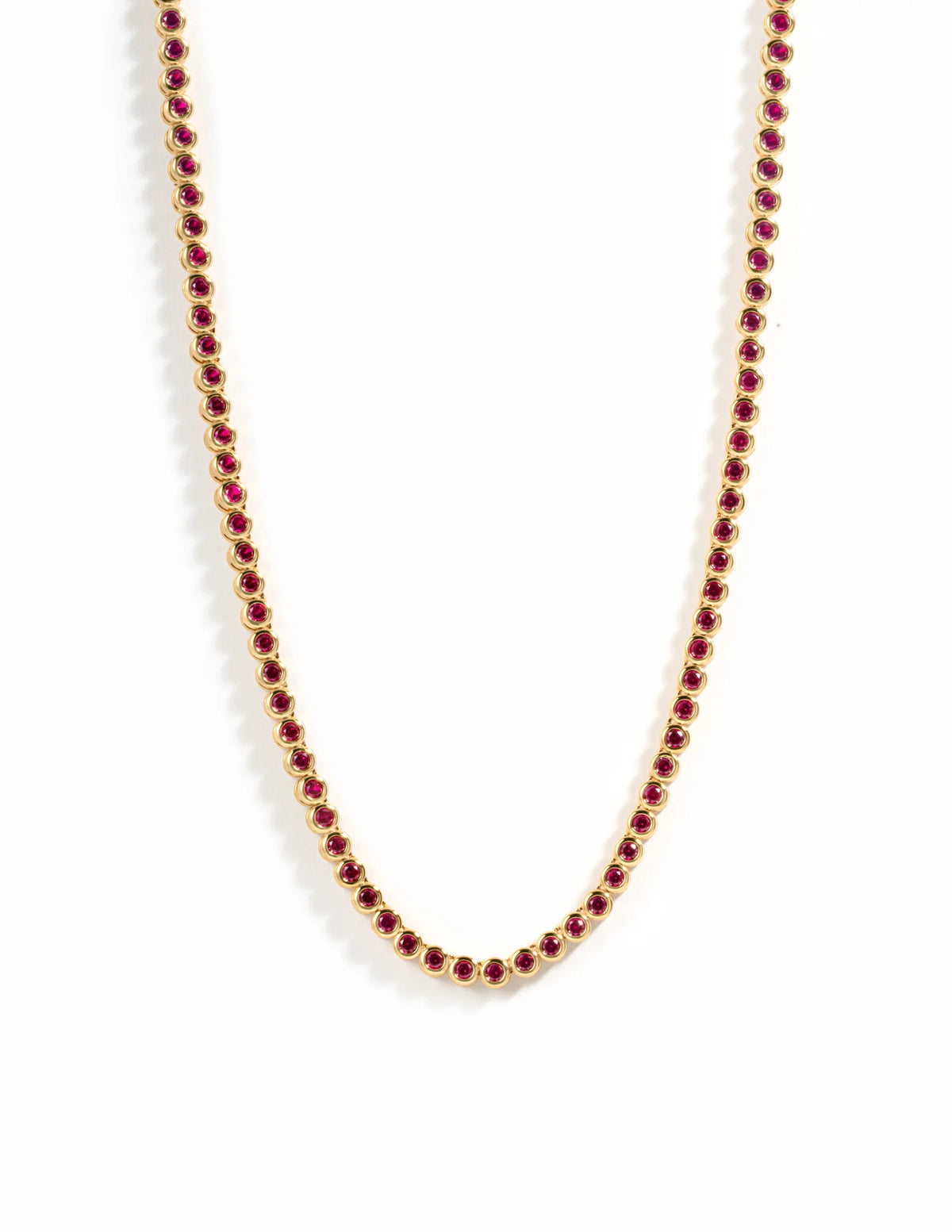 RUBY & SAPPHIRE BEZEL TENNIS NECKLACE
