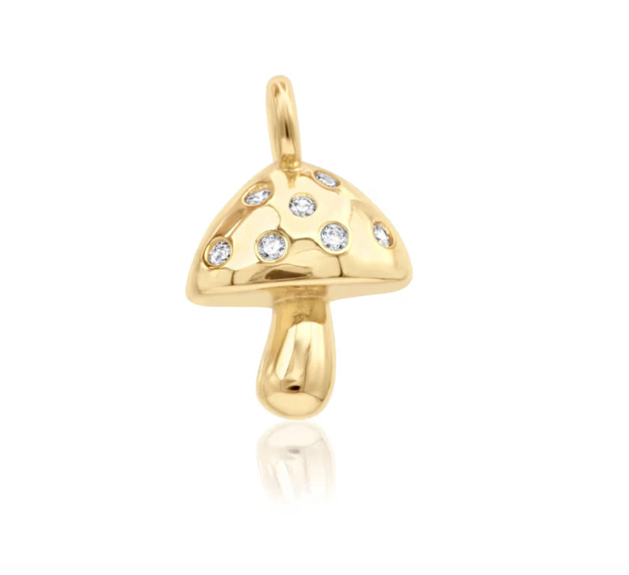 CZ Gold Mushroom Pendant