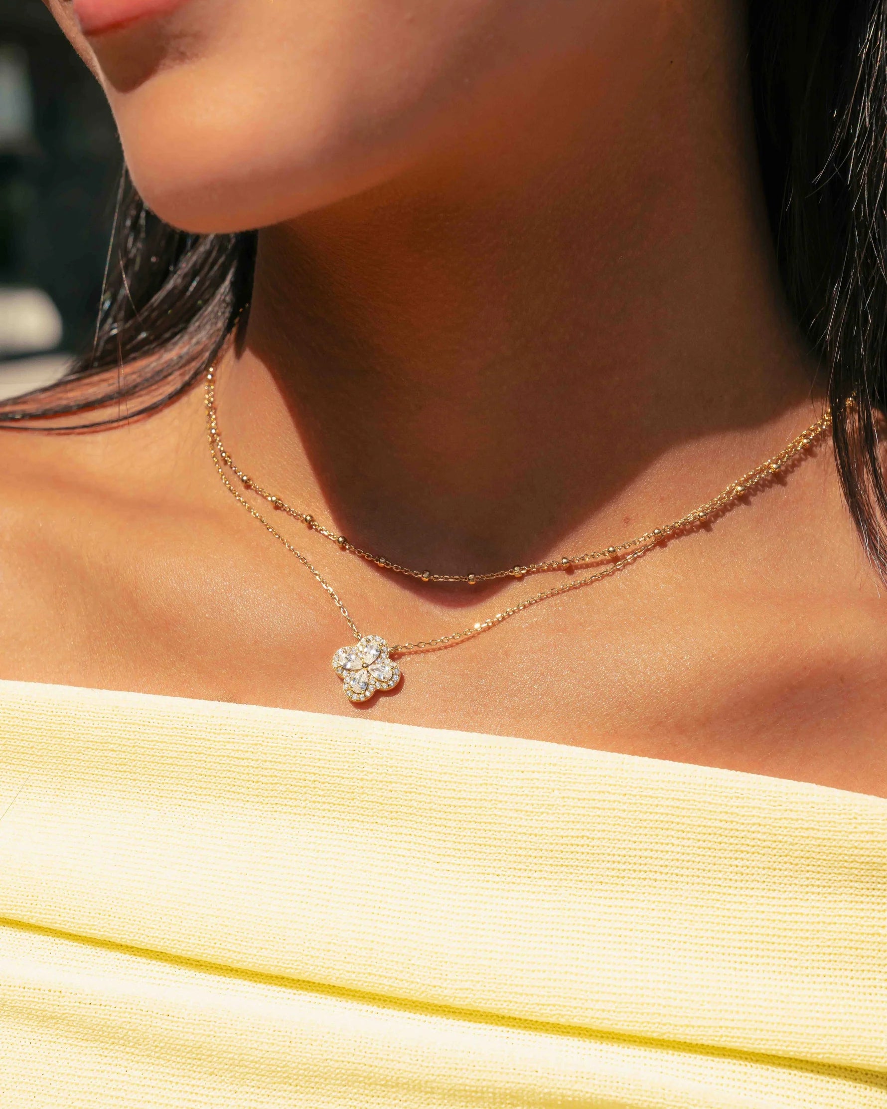 Pear Four Clover Necklace