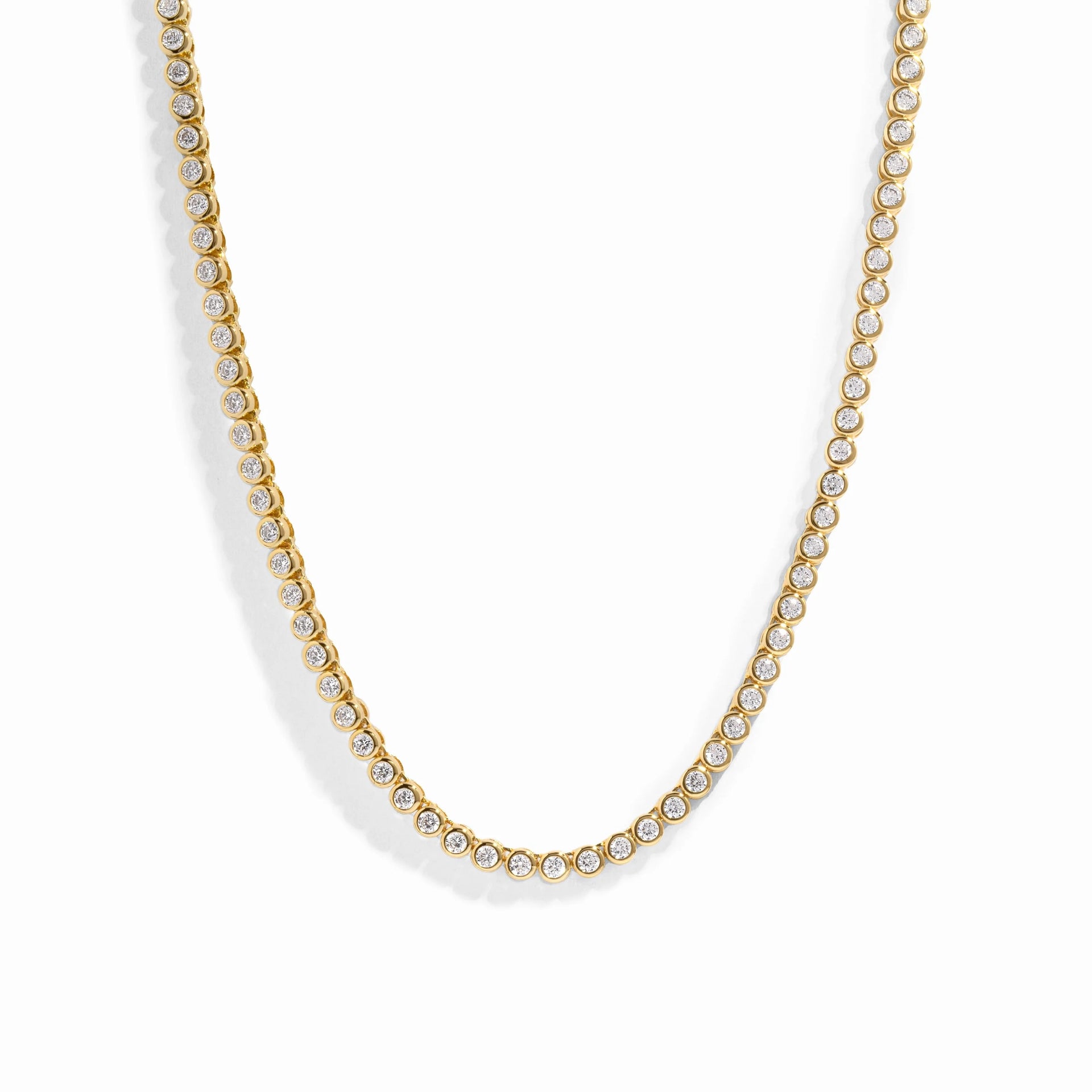 Gold Round Bezel Tennis Necklace
