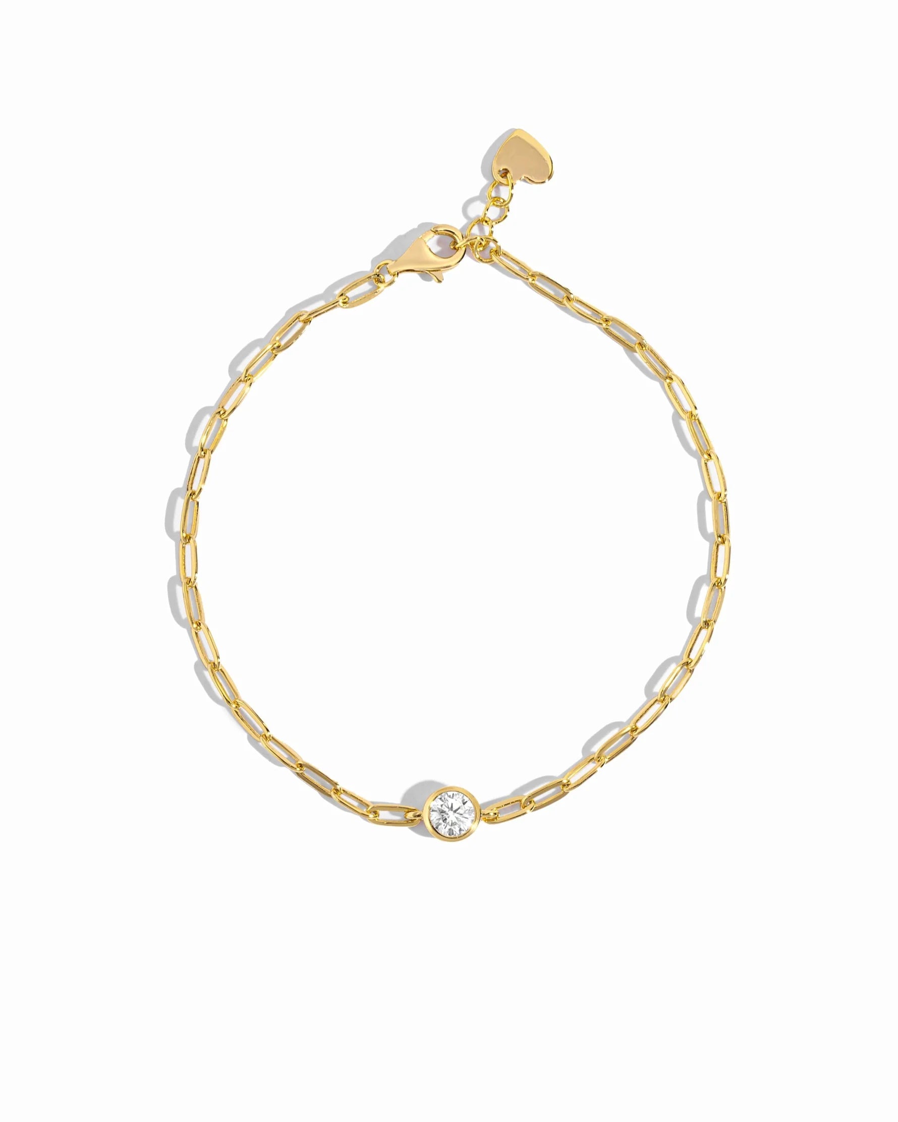 Bezel Charm Paperclip Bracelet