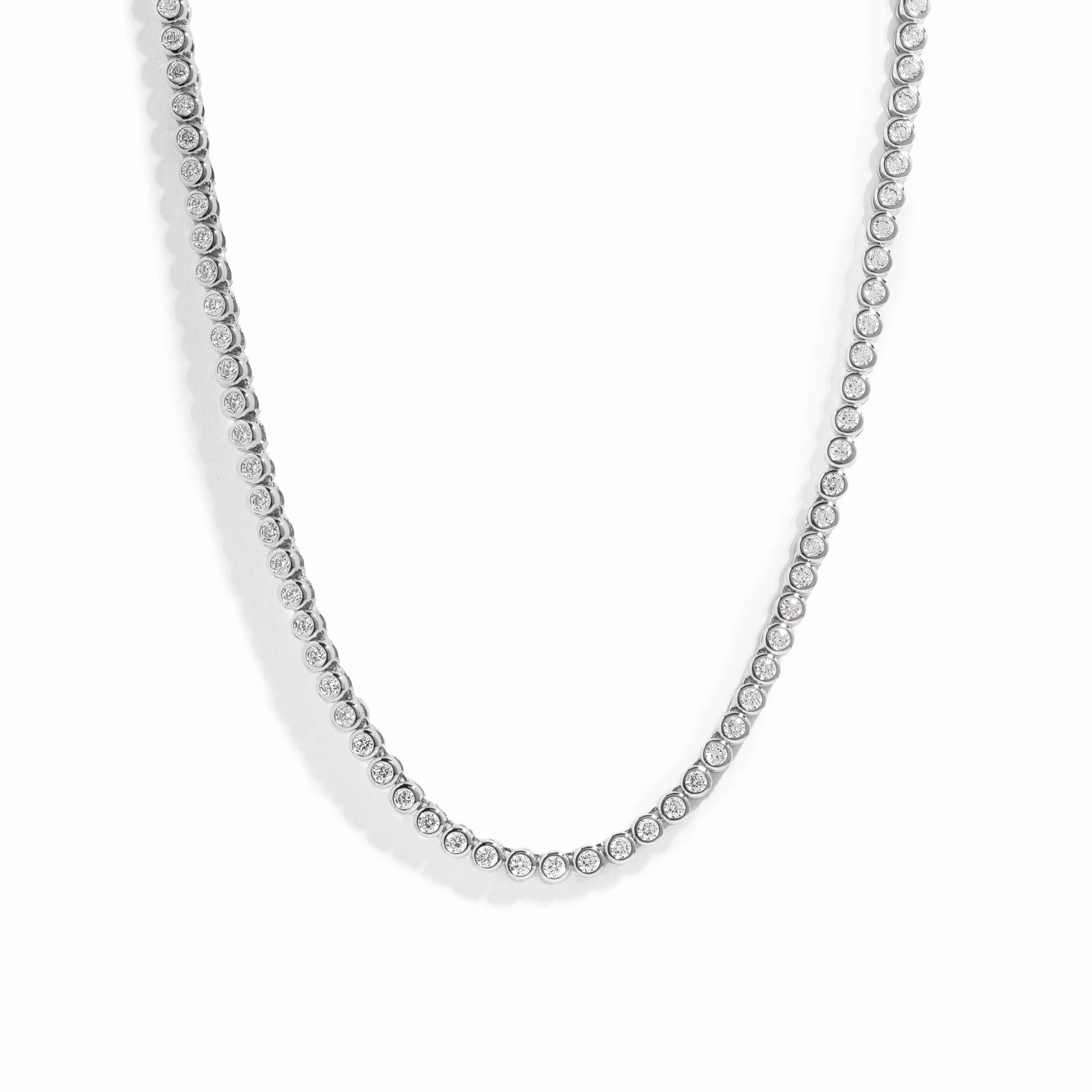 Gold Round Bezel Tennis Necklace