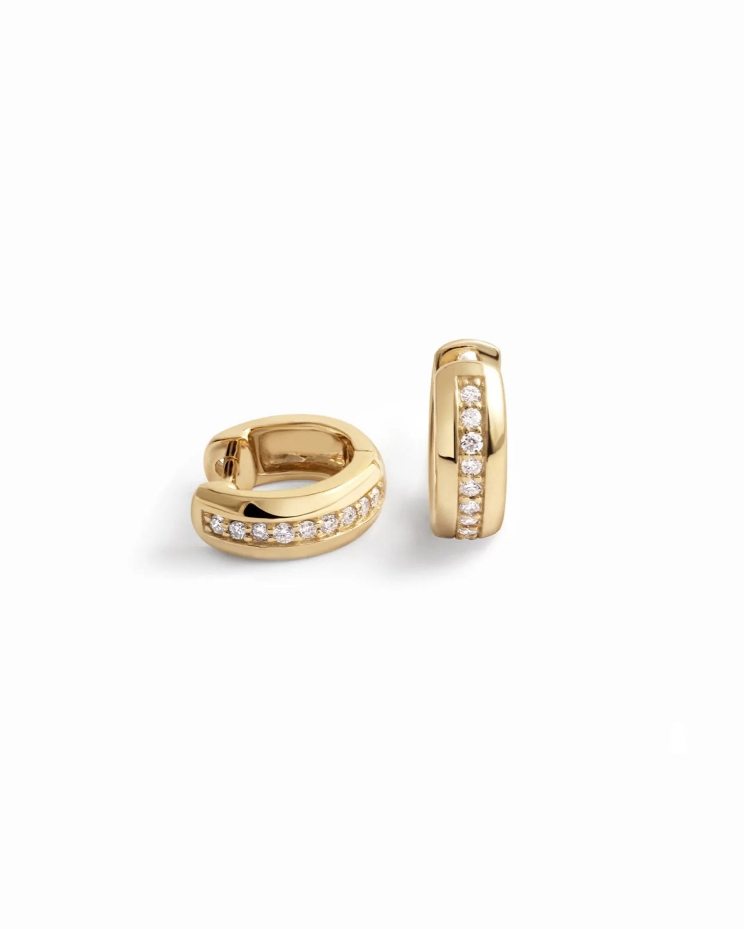 Stripe Diamond Huggies Earrings