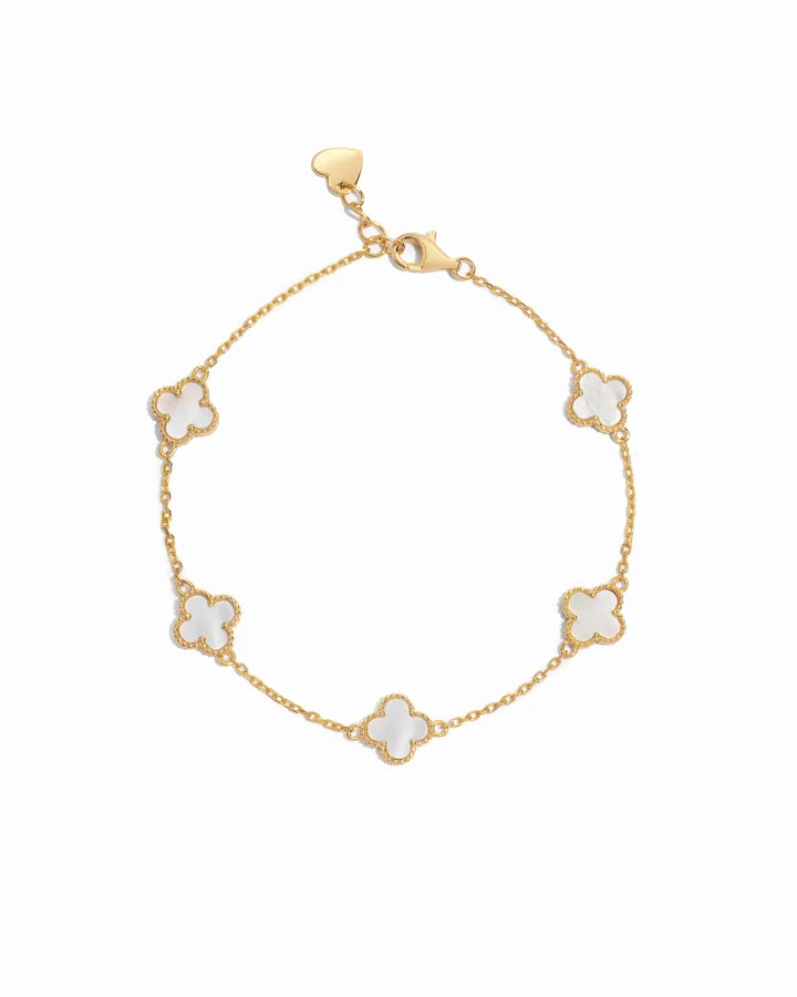 Four Leaf Clover Bracelets Gold & Pearl